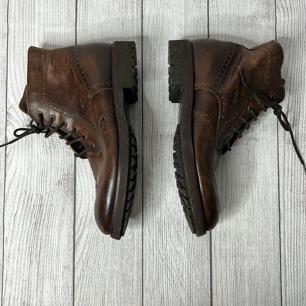 🔹 Nero Giardini Leather Wingtip Boot Made in Italy - Picture 4 of 8